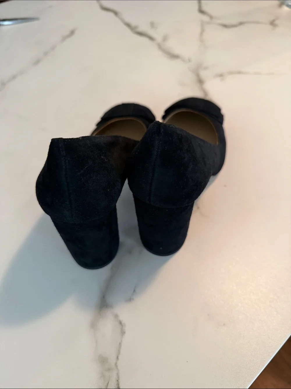 Ann Taylor Black Suede Women's Pumps with Bow Accent